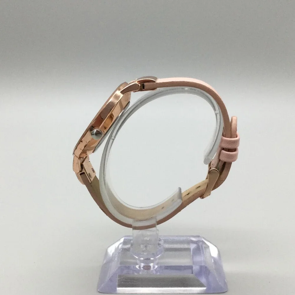 Nine West Womens Watch 38mm Floral Rose Gold Pink Leather NW/2044 New Battery